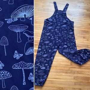 Cutest MUSHROOM & BUTTERFLY Print Comfy BIB OVERALL Romper One Piece Rising MED